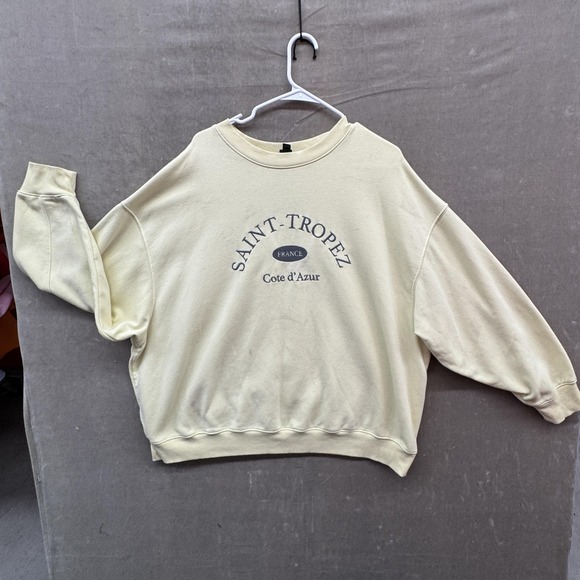 Saint-Tropez France Sweatshirt Womens 2XL Yellow Wild Fable Crewneck Cote d'Azur - Picture 2 of 8